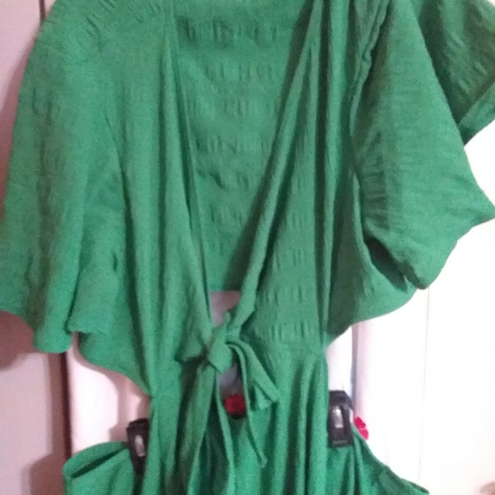 Green Tie-Front Dress ALL In ONE